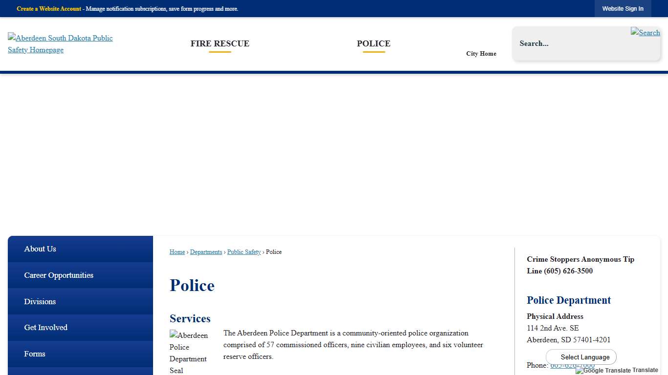 Police | Aberdeen, SD - Official Website